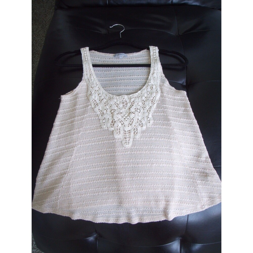 Charlotte Russe Crochet Knit Swing Tank Top Ivory Blouse S 4 6 M